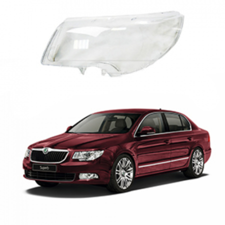 Стекло фары Skoda Superb 2 2008-2013 Дорестайлинг левое