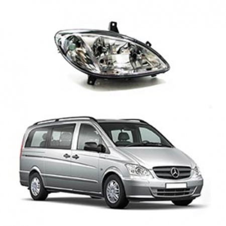 Стекло фары Mercedes Vito, Viano 2 V-class W639 2003-2010 Дорестайл правое