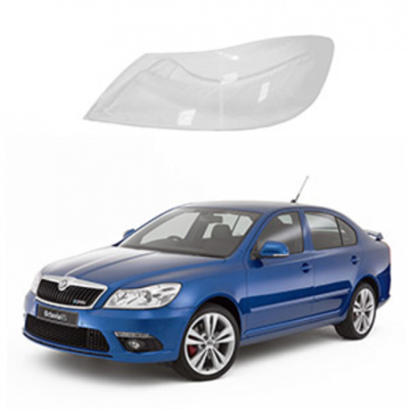 Стекло фары Skoda Octavia 2 A5 1Z 2008-13 левое. Рестайлинг